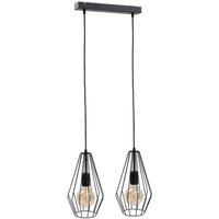 Netlighting Lex Bar Pendant Ceiling Light Black 50cm 2x E27