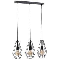 Netlighting Lex Bar Pendant Ceiling Light Black 60cm 3x E27