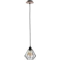 Netlighting Atwood Wire Frame Pendant Ceiling Light Black Wood 20cm 1x E27