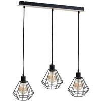 Netlighting Atwood Bar Pendant Ceiling Light Black Wood 63cm 3x E27