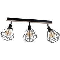 Netlighting Atwood Ceiling Spotlight Bar Black Wood 63cm 3x E27