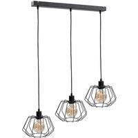 Netlighting Luna Bar Pendant Ceiling Light Black 63cm 3x E27