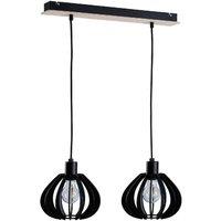 Netlighting Nicoleta Bar Pendant Ceiling Light Black & Natural 52cm 2x E27