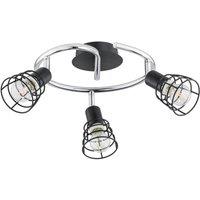 Netlighting Cage Multi Arm Semi Flush Ceiling Light Black 29cm 3x E14