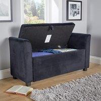 Home Source Ottoman Window Seat Velvet Black Toy Bedding Storage Box Home Living in Light Grey