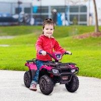 HOMCOM 12V Electric Quad Bike for Kids, Ride-On ATV w/ Forward, Reverse Functions in Pink