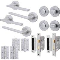 AFIT Satin Door Handle Bathroom Satin Chrome Door Handle Latch Lock 2 Pack in Silver | Size: 150mm x 150mm