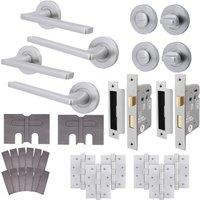 AFIT Satin Fire Door Handle Bathroom Set Satin Chrome, Latch Lock 2 Pack in Silver | Size: 150mm x 150mm