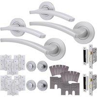 AFIT Satin Fire Door Handle Bathroom Set Satin Chrome HingesLock 2 Pack in Silver | Size: 150mm x 150mm