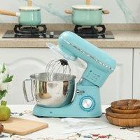 HOMCOM Electric Stand Mixer, 4.5L Food Mixer with Dough Hook, Whisk in Blue
