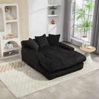 Direct Wicker Oversized Upholstered Soft Chaise Lounge Sofa with 2 Throw Pillows in Black | Size: 1 Pack