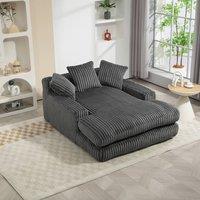 Direct Wicker Oversized Upholstered Soft Chaise Lounge Sofa with 2 Throw Pillows in Dark Grey | Size: 1 Pack