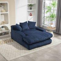 Direct Wicker Oversized Upholstered Soft Chaise Lounge Sofa with 2 Throw Pillows in Navy | Size: 1 Pack