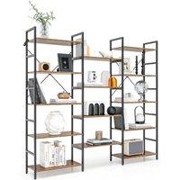 Costway 5-tier Industrial Lsdder Bookshelf Floor Standing Bookcase Display Shelf in Brown