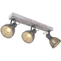 Netlighting Mori Ceiling Spotlight Bar Antique White Whitewashed 3x E27 in Grey