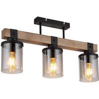 Netlighting Lila Ceiling Spotlight Bar Matt Black Smoke Glass Shade 3x E27
