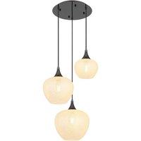 Netlighting Maxy Cluster Pendant Ceiling Light Gunmetal Clear Glass Shade 3x E27 in Grey