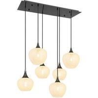 Netlighting Maxy Cluster Pendant Ceiling Light Gunmetal Clear Glass Shade 6x E27 in Grey