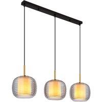 Netlighting Lampigna Bar Pendant Ceiling Light Matt Black Smoke Glass Shade 3x E27