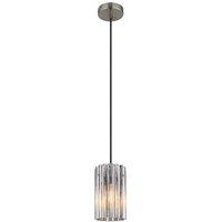Netlighting Cayden Slim Pendant Ceiling Light Nickel Matt Clear Glass Shade 1x E27 in Grey