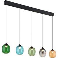 Netlighting Minara Bar Pendant Ceiling Light Matt Black Glass Shade 5x LED 3000K