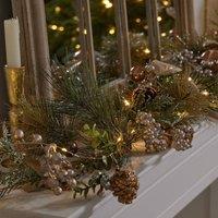 Dibor Golden Glow Pre-Lit Xmas Table Decor Christmas Garland 1.5m | Size: Large