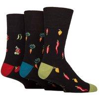 SOCKSHOP Gentle Grip Men's Mens 3 Pair RHS Royal Horticultural Society Patterned Cotton Socks in Black | Size: 6-11