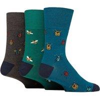 SOCKSHOP Gentle Grip Men's Mens 3 Pair RHS Royal Horticultural Society Patterned Cotton Socks | Size: 6-11