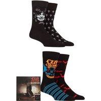 SOCKSHOP Men's Ozzy Osbourne 4 Pair Exclusive to Gift Boxed Cotton Socks in Black | Size: 12-14