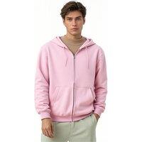 SweetLook Men's Plain Full Zip Up Polyester Hoodies for Men Uk in Light Pink | Size: Medium