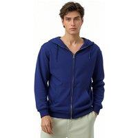SweetLook Men's Plain Full Zip Up Polyester Hoodies for Men Uk in Navy | Size: Medium