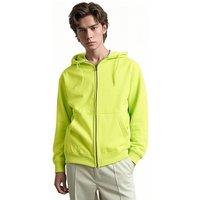 SweetLook Men's Plain Full Zip Up Polyester Hoodies for Men Uk in Bright Yellow | Size: Small