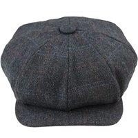 TruClothing Men's 8 Panel Razor Baker Check Flat Cap Peaky Blinders in Grey | Size: XL