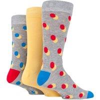 SOCKSHOP Wild Feet Men's Mens 3 Pair Patterned Spots & Stripes Bamboo Socks in Light Grey | Size: 7-11