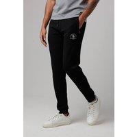 Santa Barbara Polo & Racquet Club Men's Cotton Rich Joggers with Ribbed Side Panels & Drawstring Waist in Black | Size: Large