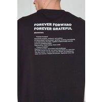 ELAINA FASHION Men's Oversized T-Shirt - Forever Forward. Forever Grateful. in Black | Size: Large