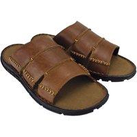 Dunlop Men's Summer Beach Leather Slip On Slippers in Brown | Size: 9