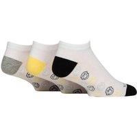 SOCKSHOP Wild Feet Men's Mens 3 Pair Novelty Cotton Trainer Socks in Ivory | Size: 7-11