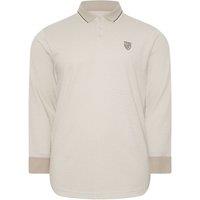 BadRhino Men's Textured Waffle Long Sleeve Polo Shirt in Light Beige | Size: 1XL