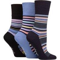 SOCKSHOP Gentle Grip Women's 3 Pair Patterned Bamboo Socks in Baby Blue | Size: 4-8