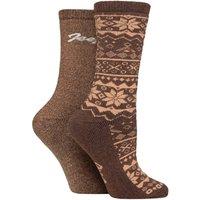 Jeep Women's 2 Pair Cotton Blend Boot Socks in Brown | Size: 4-8