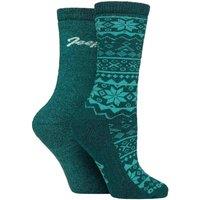 Jeep Women's 2 Pair Cotton Blend Boot Socks in Teal | Size: 4-8