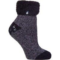 SOCKSHOP Heat Holders Women's 1 Pair Lounge Feather Turn Over Cuff Socks in Dark Navy | Size: 4-8
