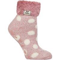 SOCKSHOP Heat Holders Women's 1 Pair Lounge Feather Turn Over Cuff Socks in Raspberry | Size: 4-8