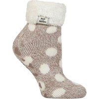 SOCKSHOP Heat Holders Women's 1 Pair Lounge Feather Turn Over Cuff Socks in Brown | Size: 4-8