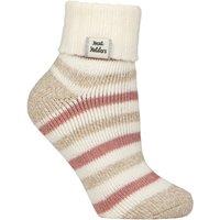 SOCKSHOP Heat Holders Women's 1 Pair Sleep Rib Turn Over Cuff Socks in Off-White | Size: 4-8
