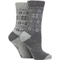 Jeep Women's 2 Pair Wool Blend Thermal Performance Boot Socks in Grey | Size: 4-8