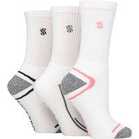 SOCKSHOP Women's 3 Pair Performance Sport Cushioned Crew Socks in White | Size: 4-8