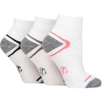 SOCKSHOP Women's 3 Pair Performance Sport Cushioned Ankle Socks in White | Size: 4-8