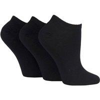 SOCKSHOP Women's 3 Pair Bamboo Trainer Socks with Smooth Toe Seams in Black | Size: 4-8